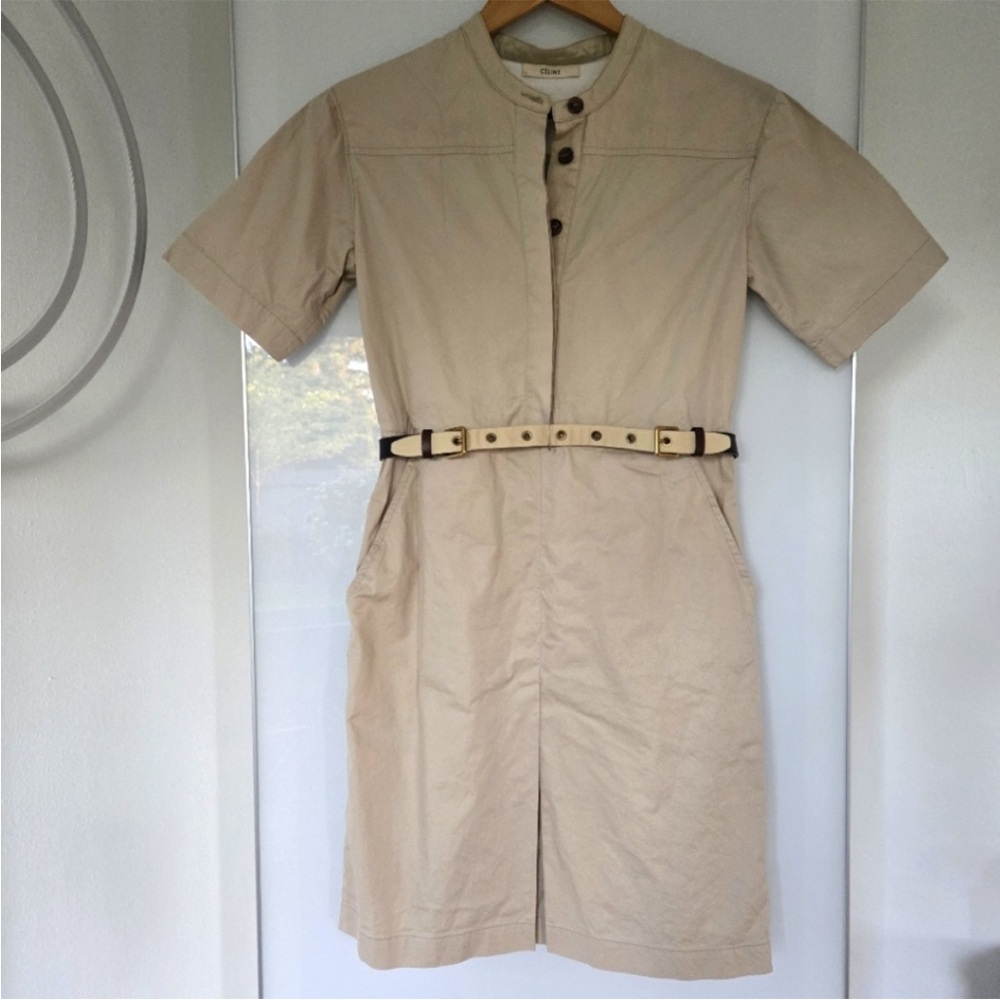 CELINE Phoebe Philo beige safari belted cotton dress